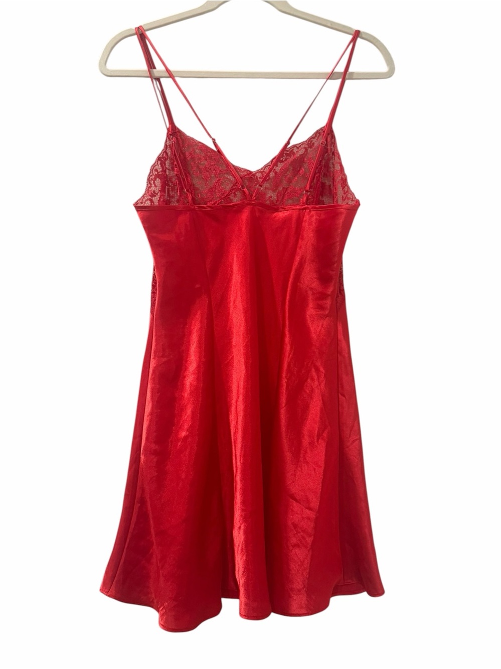 Victoria’s Secret Red Satin Lace Chemise Slip Dress Size Small
